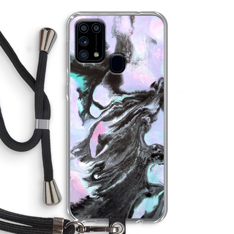Pastel zwart: Samsung Galaxy M31 Transparant Hoesje met koord