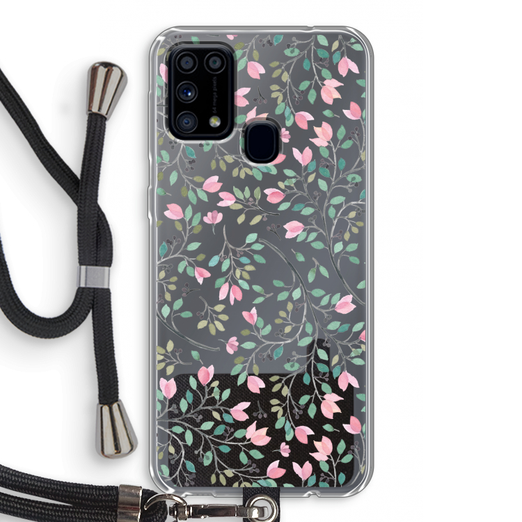 Sierlijke bloemen: Samsung Galaxy M31 Transparant Hoesje met koord