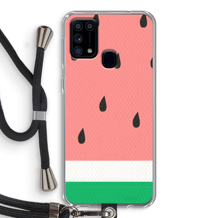 Watermeloen: Samsung Galaxy M31 Transparant Hoesje met koord