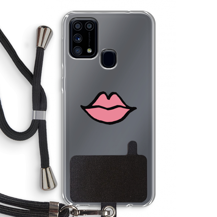 Kusje: Samsung Galaxy M31 Transparant Hoesje met koord