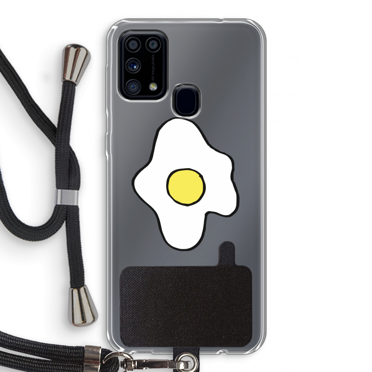 Spiegelei: Samsung Galaxy M31 Transparant Hoesje met koord