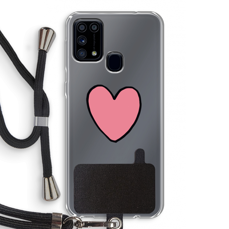 Hartje: Samsung Galaxy M31 Transparant Hoesje met koord