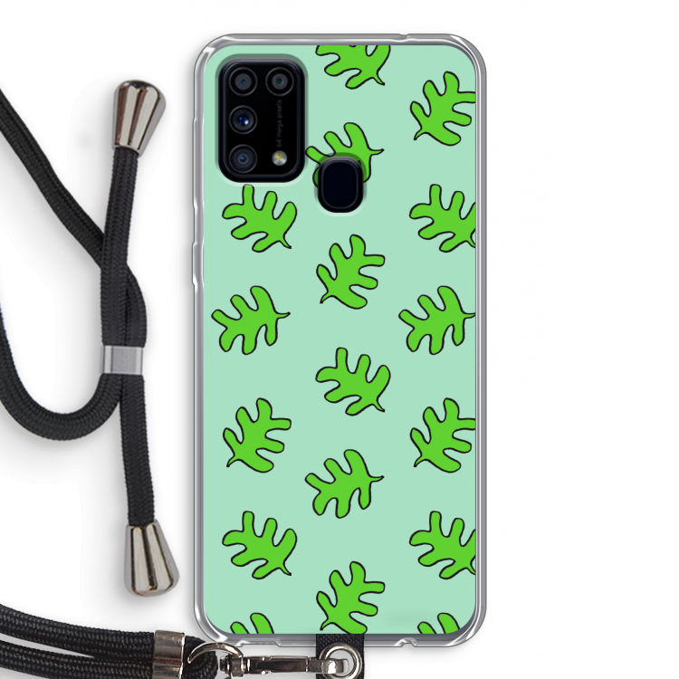Groene blaadjes: Samsung Galaxy M31 Transparant Hoesje met koord