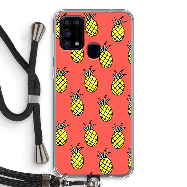 Ananas: Samsung Galaxy M31 Transparant Hoesje met koord