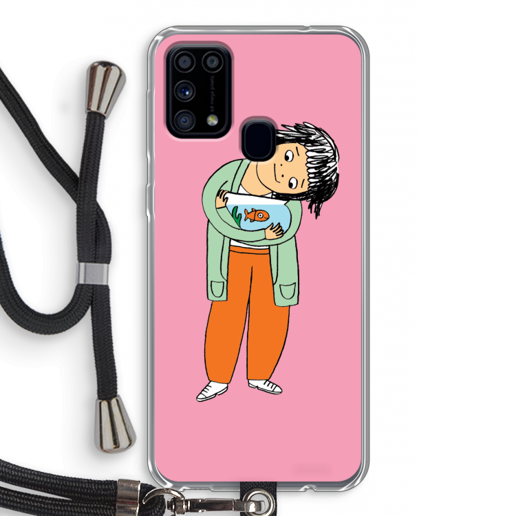 Visknuffel: Samsung Galaxy M31 Transparant Hoesje met koord