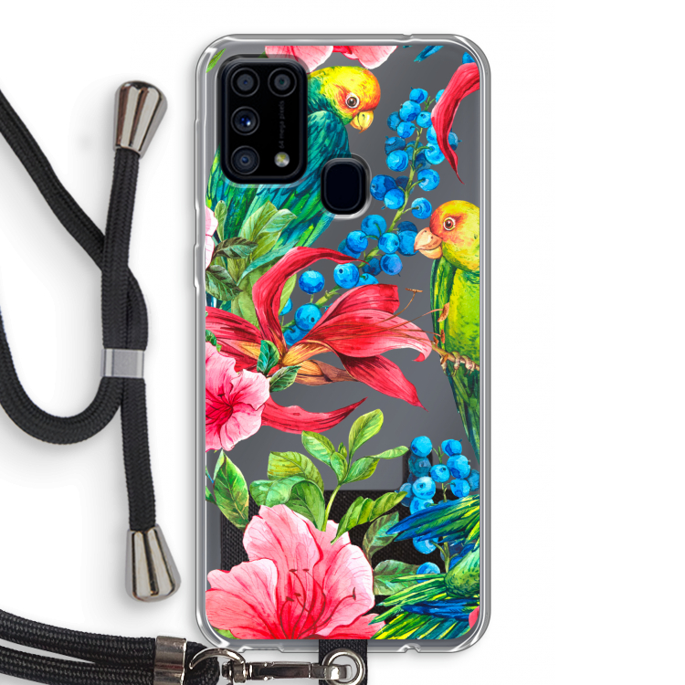 Papegaaien: Samsung Galaxy M31 Transparant Hoesje met koord