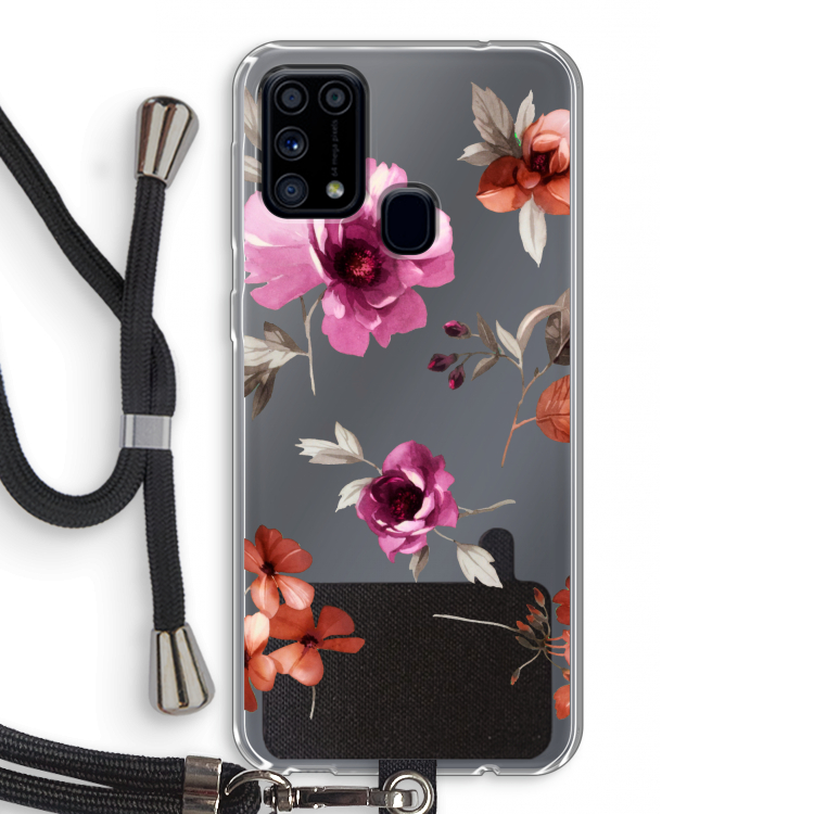 Geschilderde bloemen: Samsung Galaxy M31 Transparant Hoesje met koord