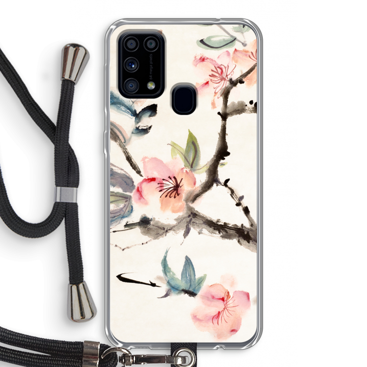 Japanse bloemen: Samsung Galaxy M31 Transparant Hoesje met koord