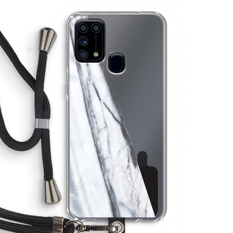 Gestreepte marmer: Samsung Galaxy M31 Transparant Hoesje met koord