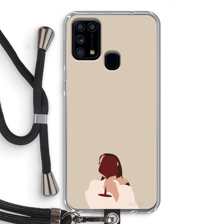 I drink wine: Samsung Galaxy M31 Transparant Hoesje met koord