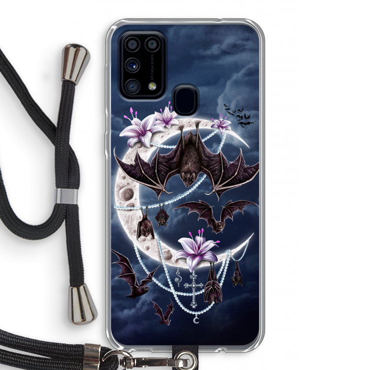 Vleermuizen Maan: Samsung Galaxy M31 Transparant Hoesje met koord