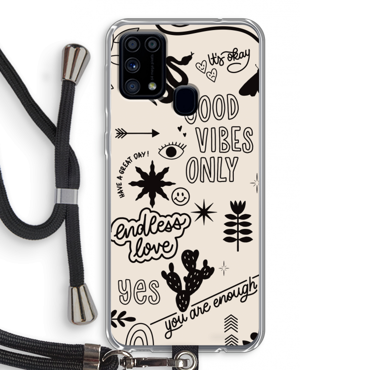 Good vibes: Samsung Galaxy M31 Transparant Hoesje met koord