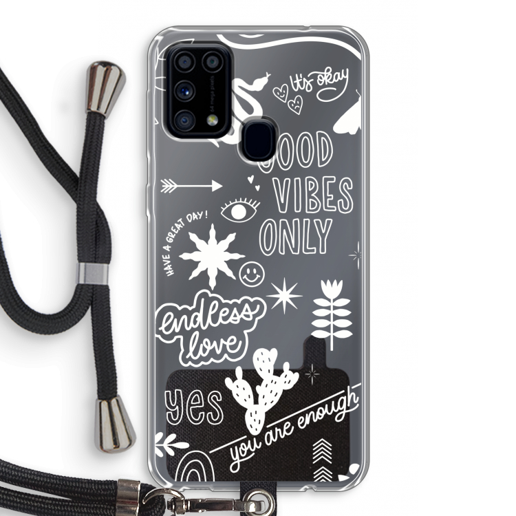 Good vibes: Samsung Galaxy M31 Transparant Hoesje met koord