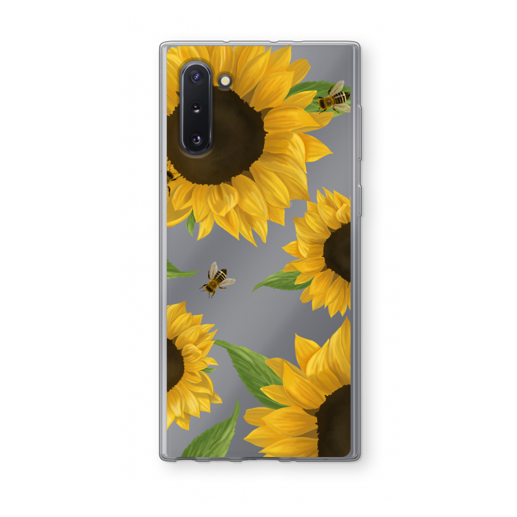 Sunflower and bees: Samsung Galaxy Note 10 Transparant Hoesje
