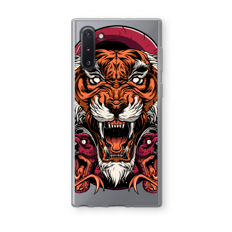 Tiger and Rattlesnakes: Samsung Galaxy Note 10 Transparant Hoesje
