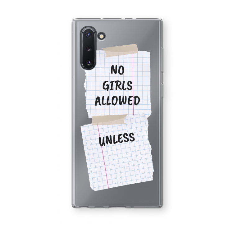 No Girls Allowed Unless: Samsung Galaxy Note 10 Transparant Hoesje