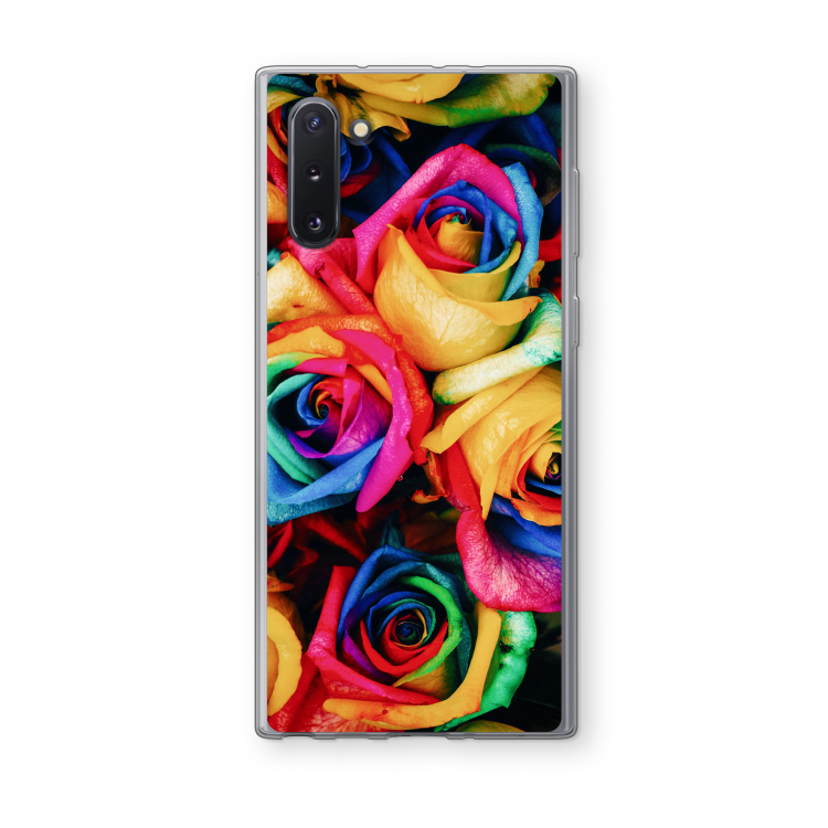 Neon bloemen: Samsung Galaxy Note 10 Transparant Hoesje