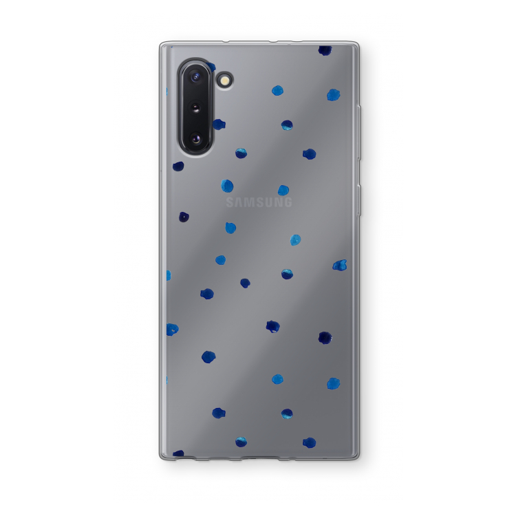 Blauwe stippen: Samsung Galaxy Note 10 Transparant Hoesje
