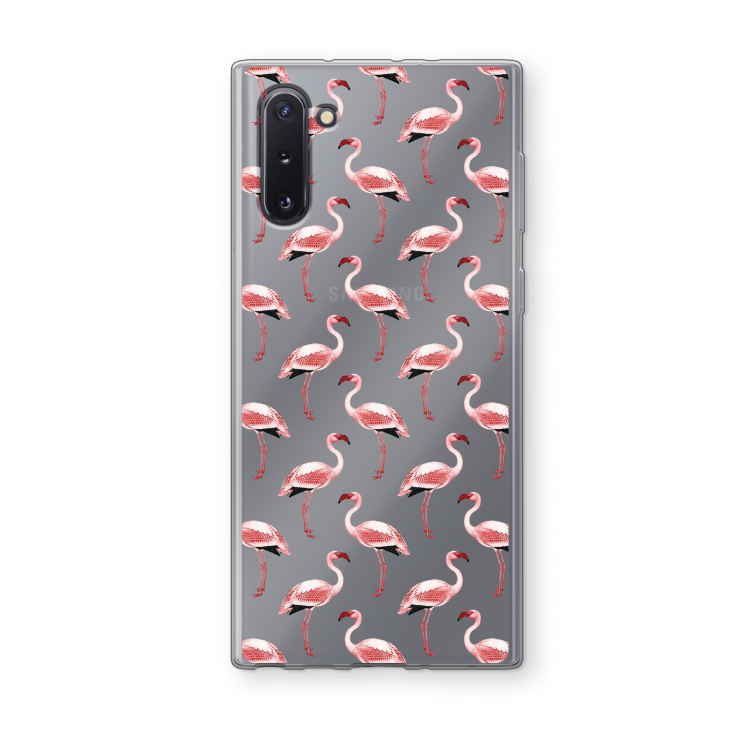 Flamingoprint groen: Samsung Galaxy Note 10 Transparant Hoesje