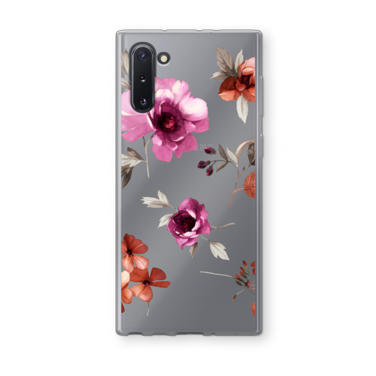 Geschilderde bloemen: Samsung Galaxy Note 10 Transparant Hoesje