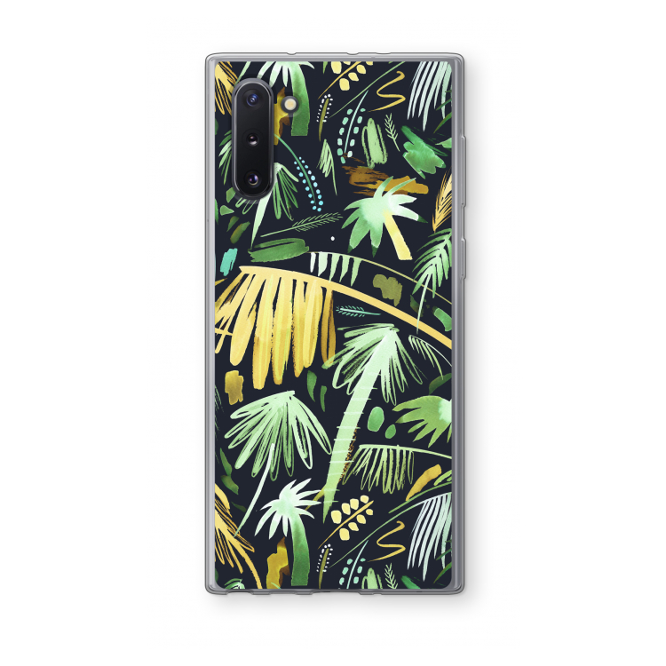 Tropical Palms Dark: Samsung Galaxy Note 10 Transparant Hoesje