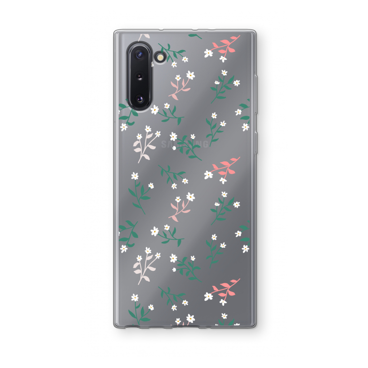 Small white flowers: Samsung Galaxy Note 10 Transparant Hoesje