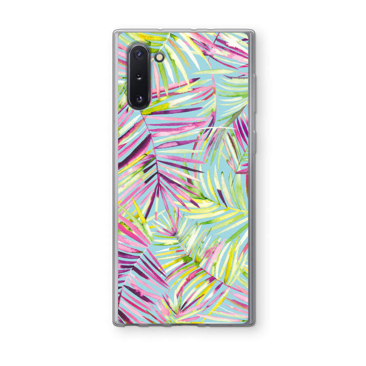 Tropical Palms Blue: Samsung Galaxy Note 10 Transparant Hoesje