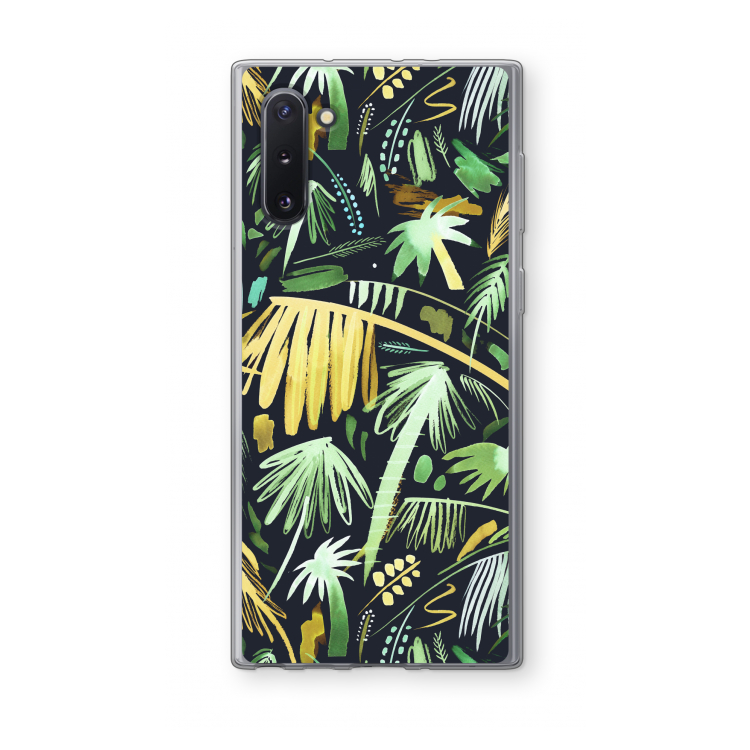 Tropical Palms Dark: Samsung Galaxy Note 10 Transparant Hoesje