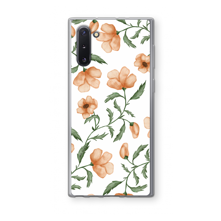 Peachy flowers: Samsung Galaxy Note 10 Transparant Hoesje