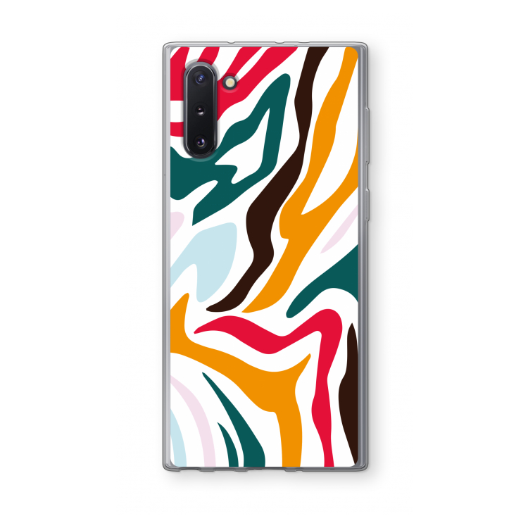 Colored Zebra: Samsung Galaxy Note 10 Transparant Hoesje