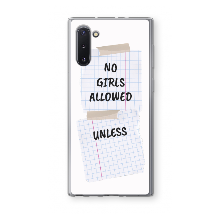 No Girls Allowed Unless: Samsung Galaxy Note 10 Transparant Hoesje