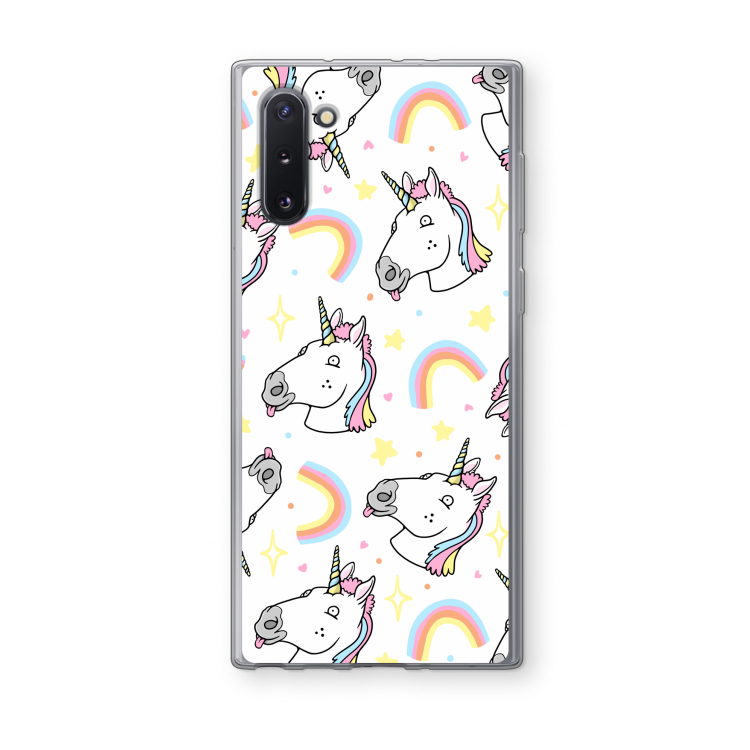Rainbow Unicorn: Samsung Galaxy Note 10 Transparant Hoesje