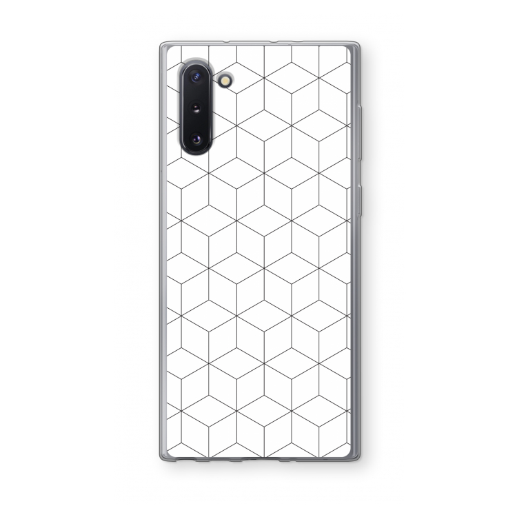 Zwart-witte kubussen: Samsung Galaxy Note 10 Transparant Hoesje