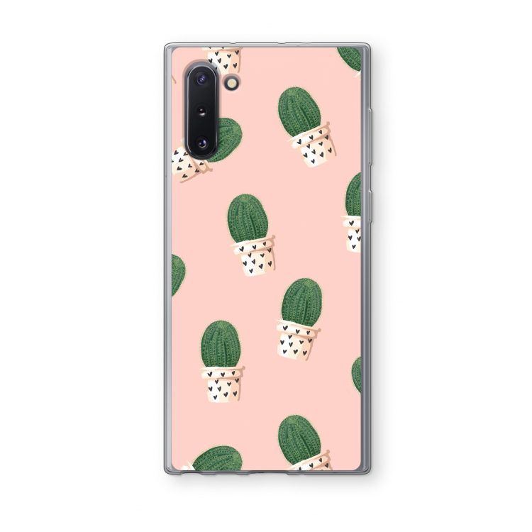 Cactusprint roze: Samsung Galaxy Note 10 Transparant Hoesje