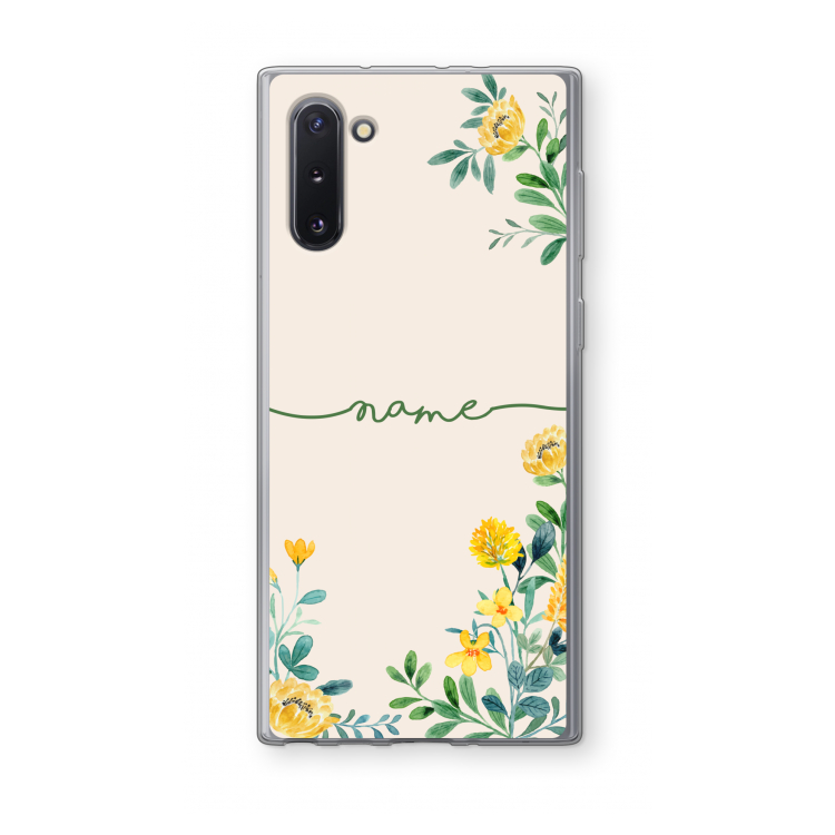 Gele bloemen: Samsung Galaxy Note 10 Transparant Hoesje