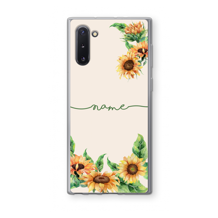 Zonnebloemen: Samsung Galaxy Note 10 Transparant Hoesje