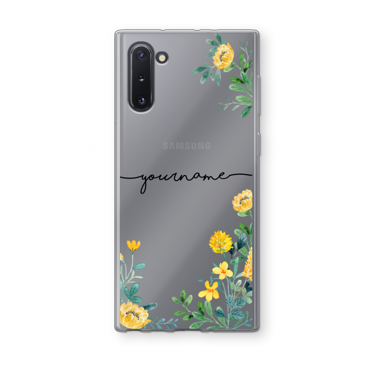 Gele bloemen: Samsung Galaxy Note 10 Transparant Hoesje