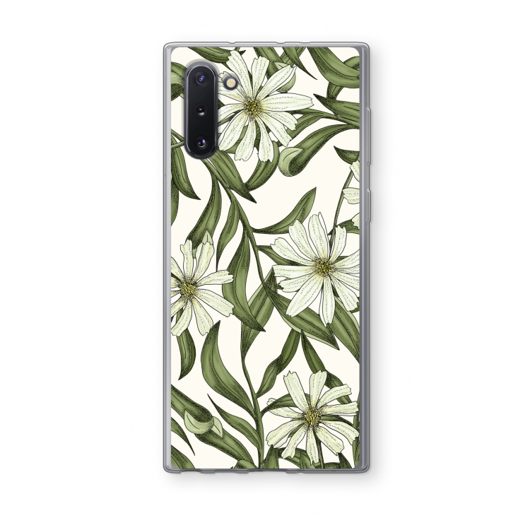 Wit bloemenpatroon: Samsung Galaxy Note 10 Transparant Hoesje