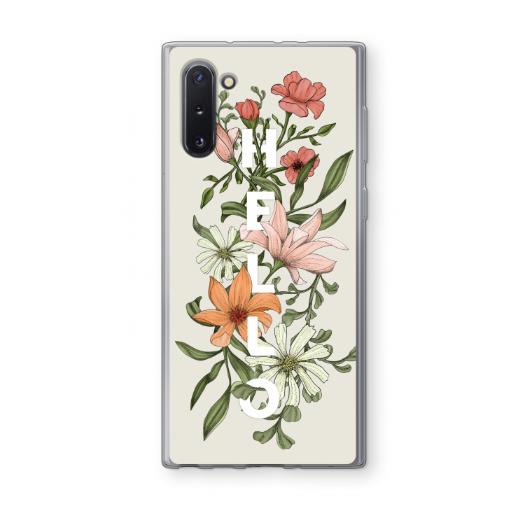 Hello bloemen: Samsung Galaxy Note 10 Transparant Hoesje
