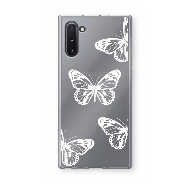 White butterfly: Samsung Galaxy Note 10 Transparant Hoesje