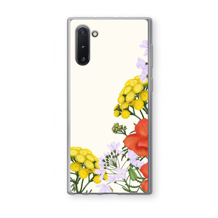 Wilde bloemen: Samsung Galaxy Note 10 Transparant Hoesje