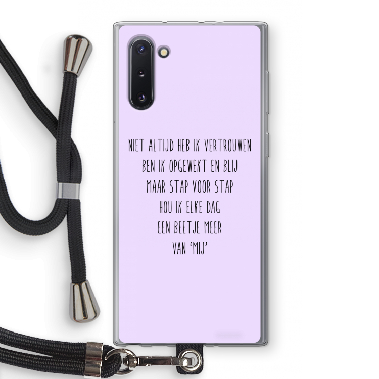 Zelfvertrouwen: Samsung Galaxy Note 10 Transparant Hoesje met koord