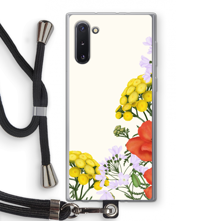Wilde bloemen: Samsung Galaxy Note 10 Transparant Hoesje met koord