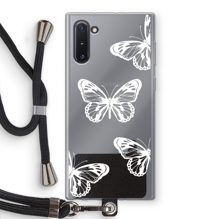 White butterfly: Samsung Galaxy Note 10 Transparant Hoesje met koord