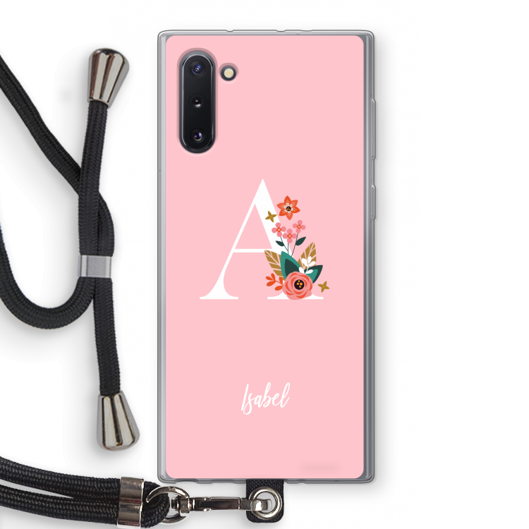 Pink Bouquet: Samsung Galaxy Note 10 Transparant Hoesje met koord