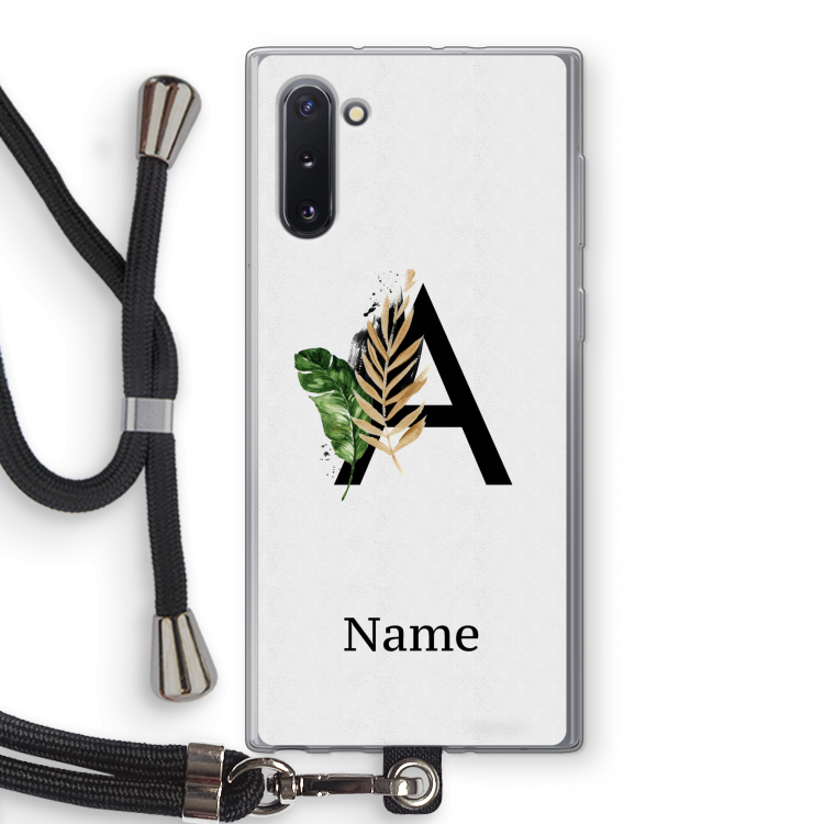 Charcoal Flora: Samsung Galaxy Note 10 Transparant Hoesje met koord
