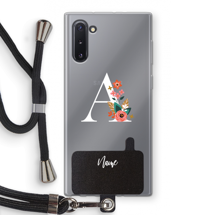 Pink Bouquet: Samsung Galaxy Note 10 Transparant Hoesje met koord