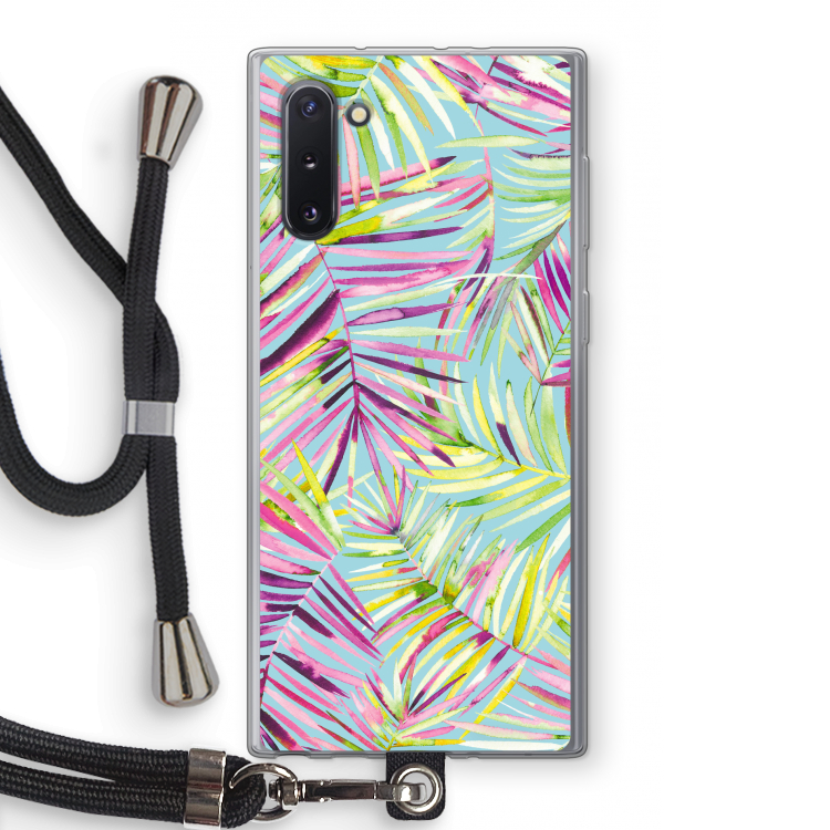 Tropical Palms Blue: Samsung Galaxy Note 10 Transparant Hoesje met koord