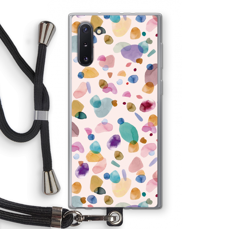 Terrazzo Memphis Pink: Samsung Galaxy Note 10 Transparant Hoesje met koord
