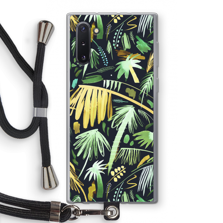 Tropical Palms Dark: Samsung Galaxy Note 10 Transparant Hoesje met koord